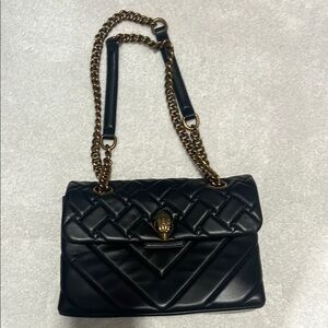 Kurt Geiger Black and Gold Quilted Shoulder Bag